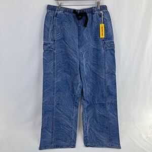 ROUND TWO Knitted Indigo Cargo Pants | Unisex Large | NWT